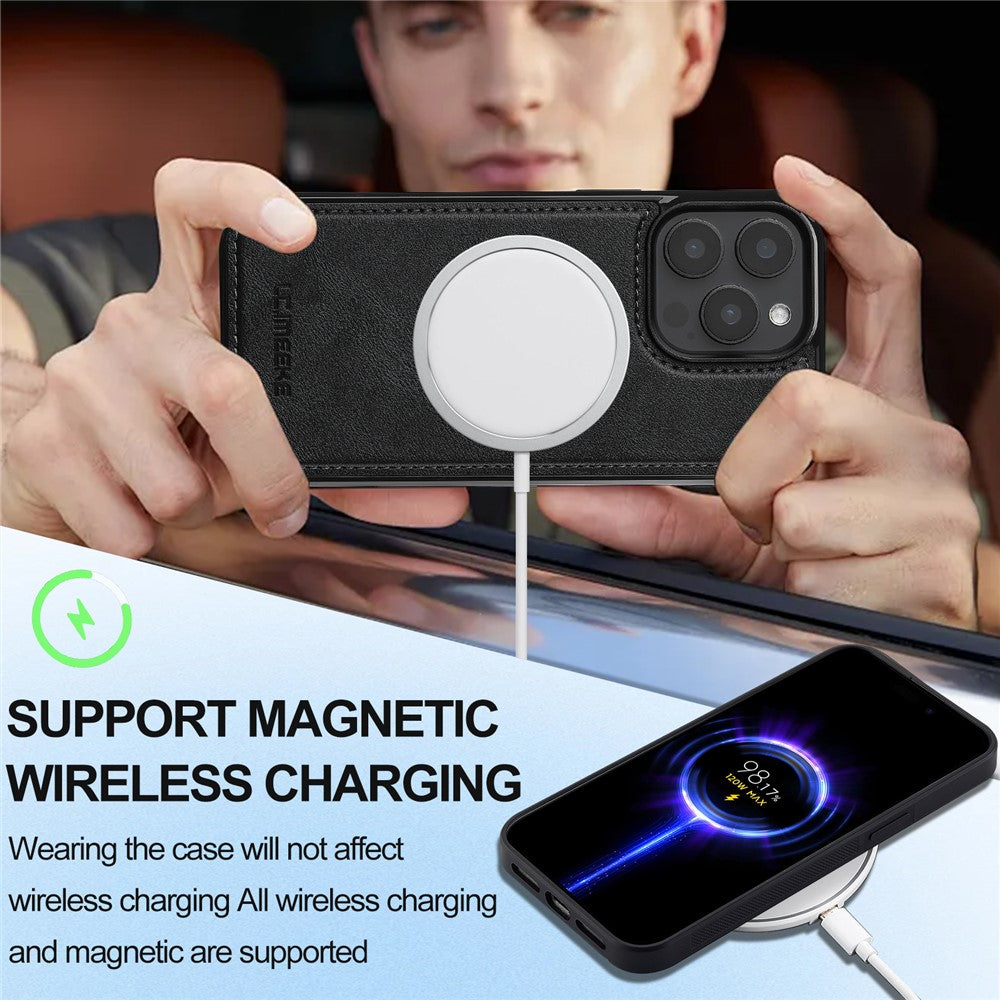 LC.IMEEKE L3 For iPhone 14 Pro Magnetic Case Detachable Card Holder Leather+TPU Mobile Cover