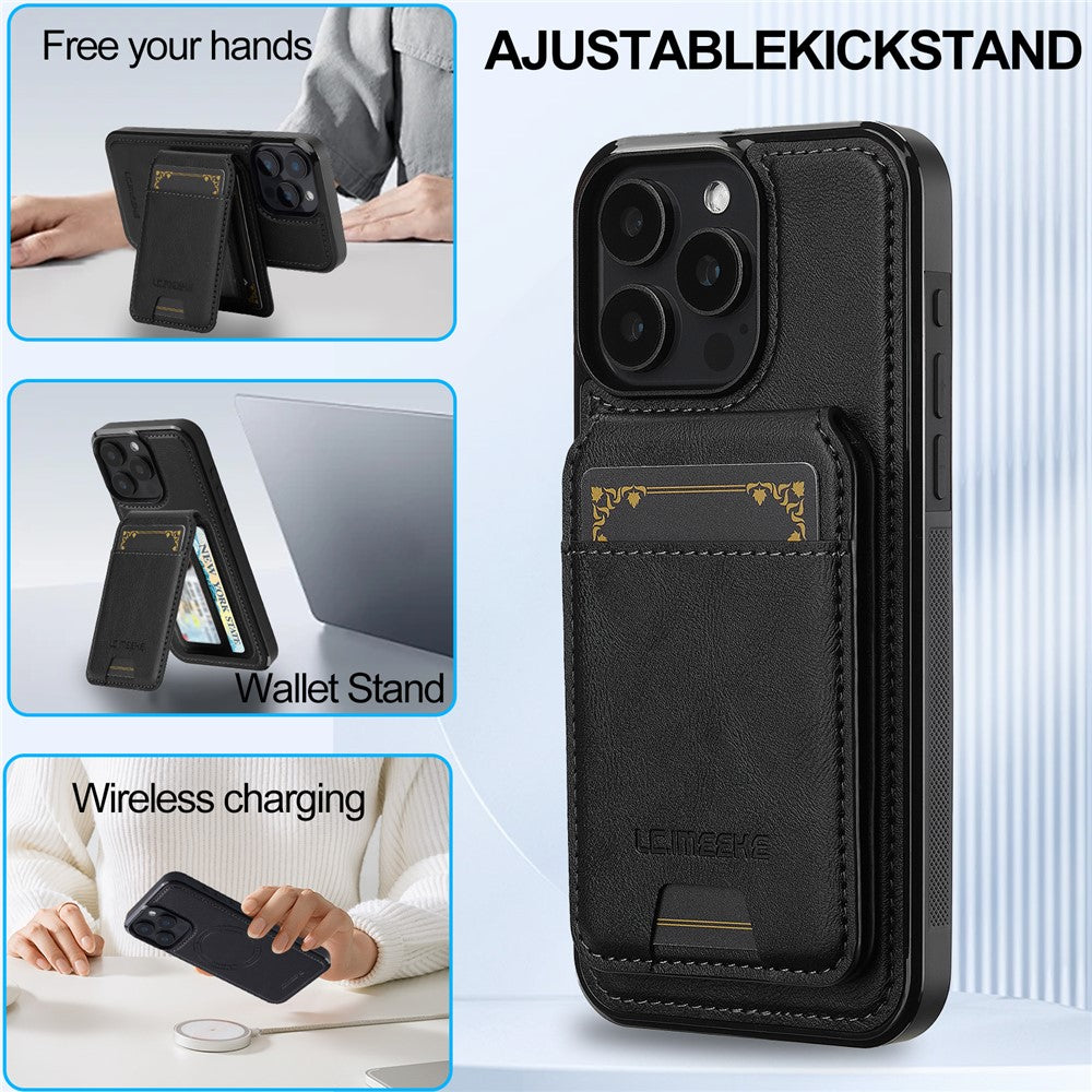 LC.IMEEKE L3 For iPhone 14 Pro Magnetic Case Detachable Card Holder Leather+TPU Mobile Cover
