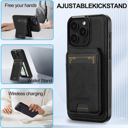 LC.IMEEKE L3 For iPhone 14 Pro Magnetic Case Detachable Card Holder Leather+TPU Mobile Cover
