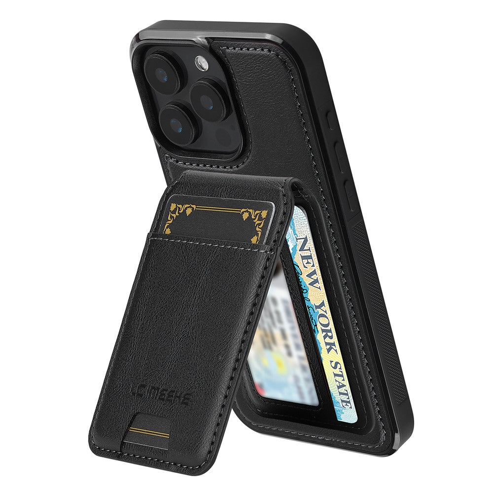 LC.IMEEKE L3 For iPhone 14 Pro Magnetic Case Detachable Card Holder Leather+TPU Mobile Cover