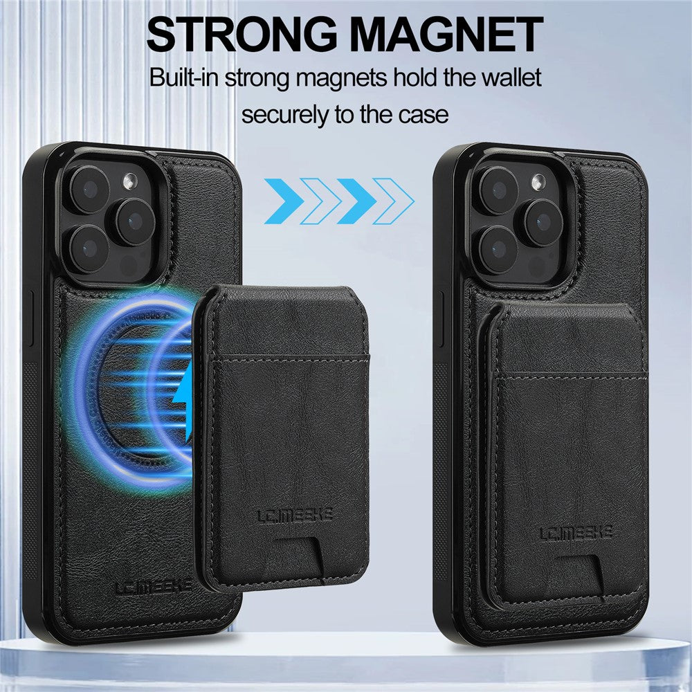 LC.IMEEKE L3 For iPhone 14 Pro Magnetic Case Detachable Card Holder Leather+TPU Mobile Cover