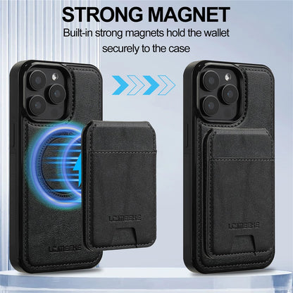 LC.IMEEKE L3 For iPhone 14 Pro Magnetic Case Detachable Card Holder Leather+TPU Mobile Cover