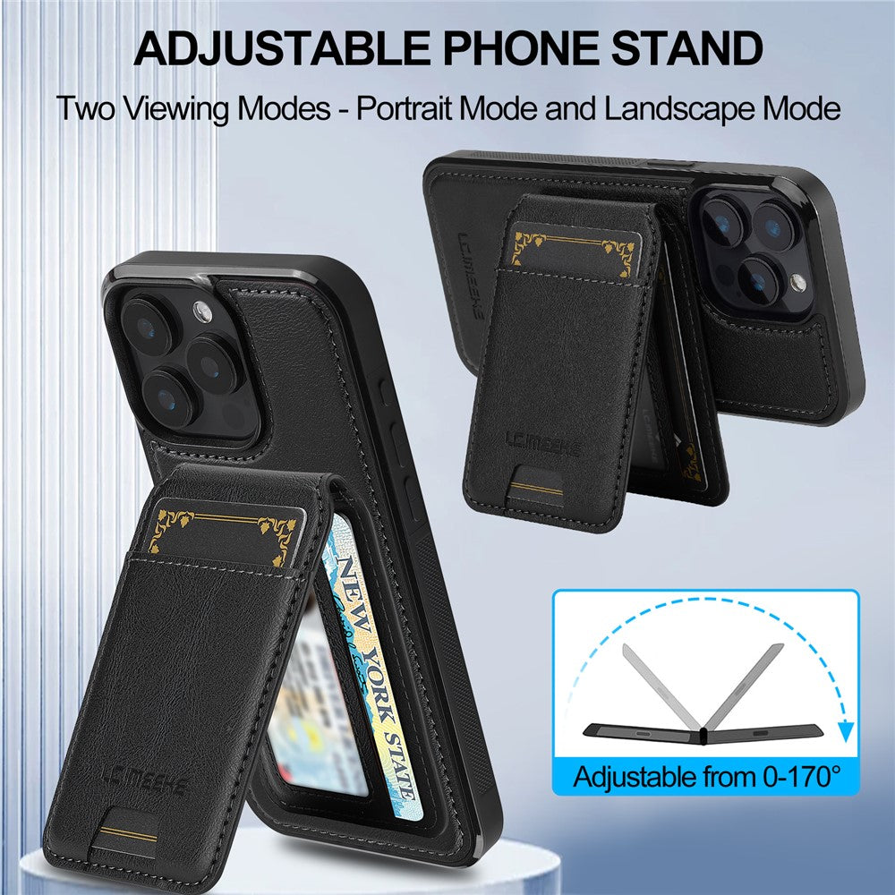 LC.IMEEKE L3 For iPhone 14 Pro Magnetic Case Detachable Card Holder Leather+TPU Mobile Cover