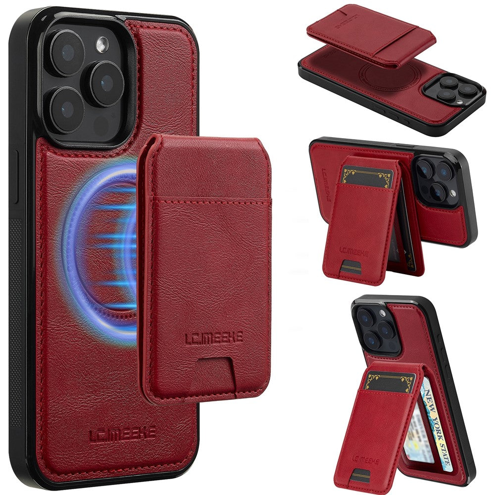 LC.IMEEKE L3 For iPhone 14 Pro Magnetic Case Detachable Card Holder Leather+TPU Mobile Cover