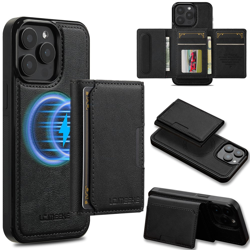 LC.IMEEKE L5 For iPhone 14 Pro Magnetic Phone Case Leather Back Cover with Detachable Card Holder