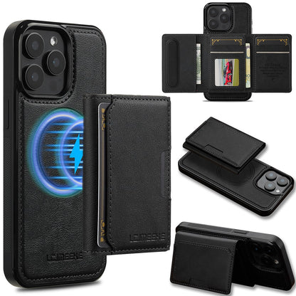 LC.IMEEKE L5 For iPhone 14 Pro Magnetic Phone Case Leather Back Cover with Detachable Card Holder