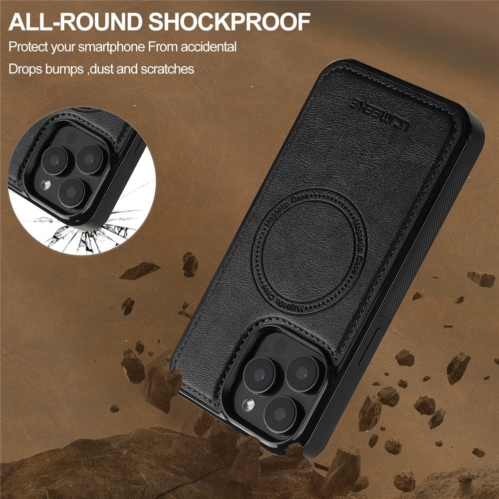 LC.IMEEKE L5 For iPhone 14 Pro Magnetic Phone Case Leather Back Cover with Detachable Card Holder