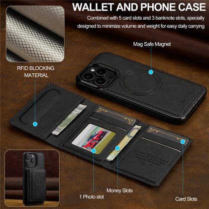 LC.IMEEKE L5 For iPhone 14 Pro Magnetic Phone Case Leather Back Cover with Detachable Card Holder