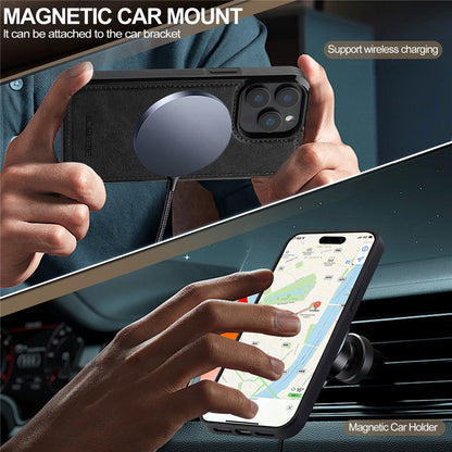 LC.IMEEKE L5 For iPhone 14 Pro Magnetic Phone Case Leather Back Cover with Detachable Card Holder