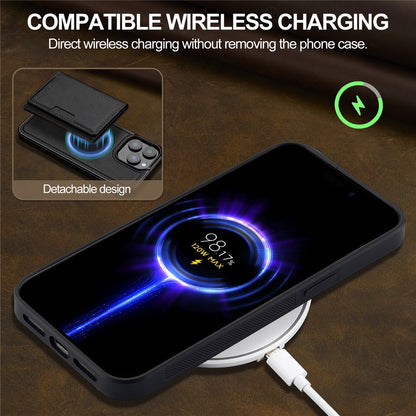 LC.IMEEKE L5 For iPhone 14 Pro Magnetic Phone Case Leather Back Cover with Detachable Card Holder
