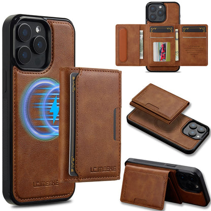 LC.IMEEKE L5 For iPhone 14 Pro Magnetic Phone Case Leather Back Cover with Detachable Card Holder
