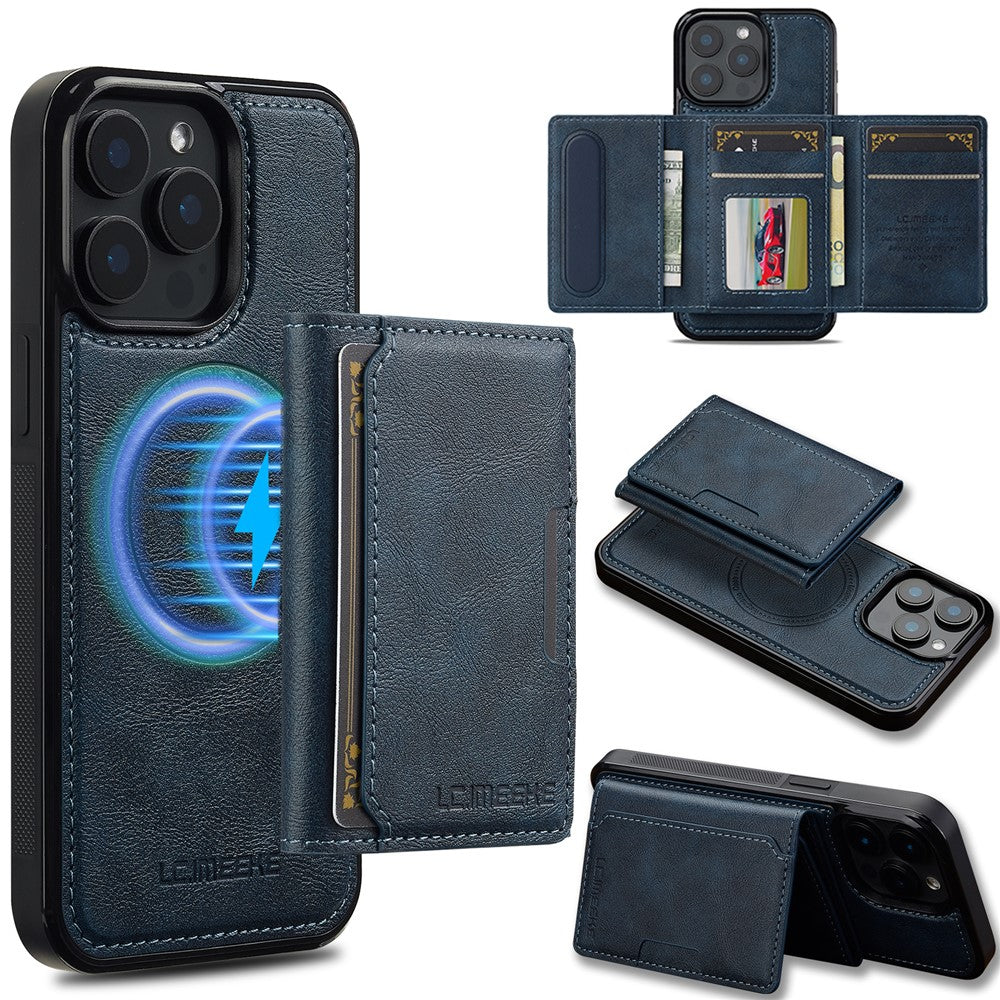 LC.IMEEKE L5 For iPhone 14 Pro Magnetic Phone Case Leather Back Cover with Detachable Card Holder