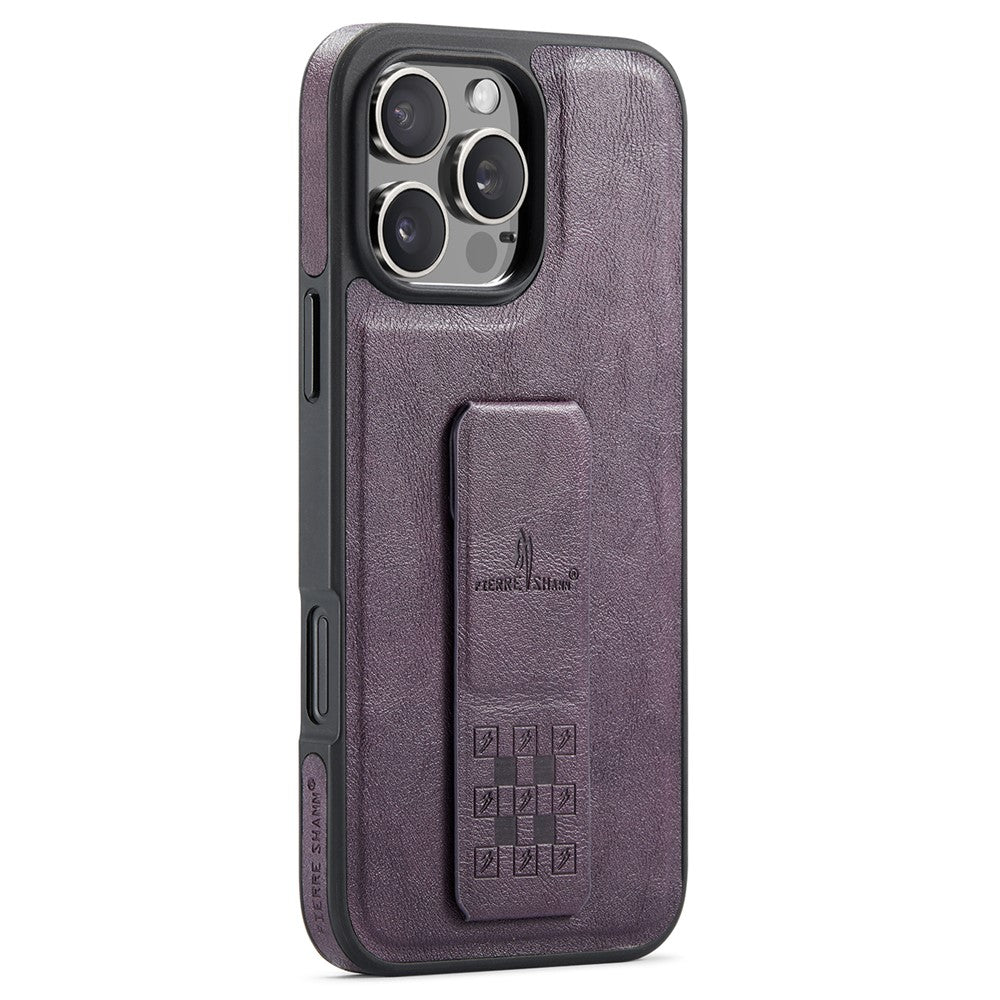 FIERRE SHANN For iPhone 14 Pro Case Kickstand Leather Slim Back Cover