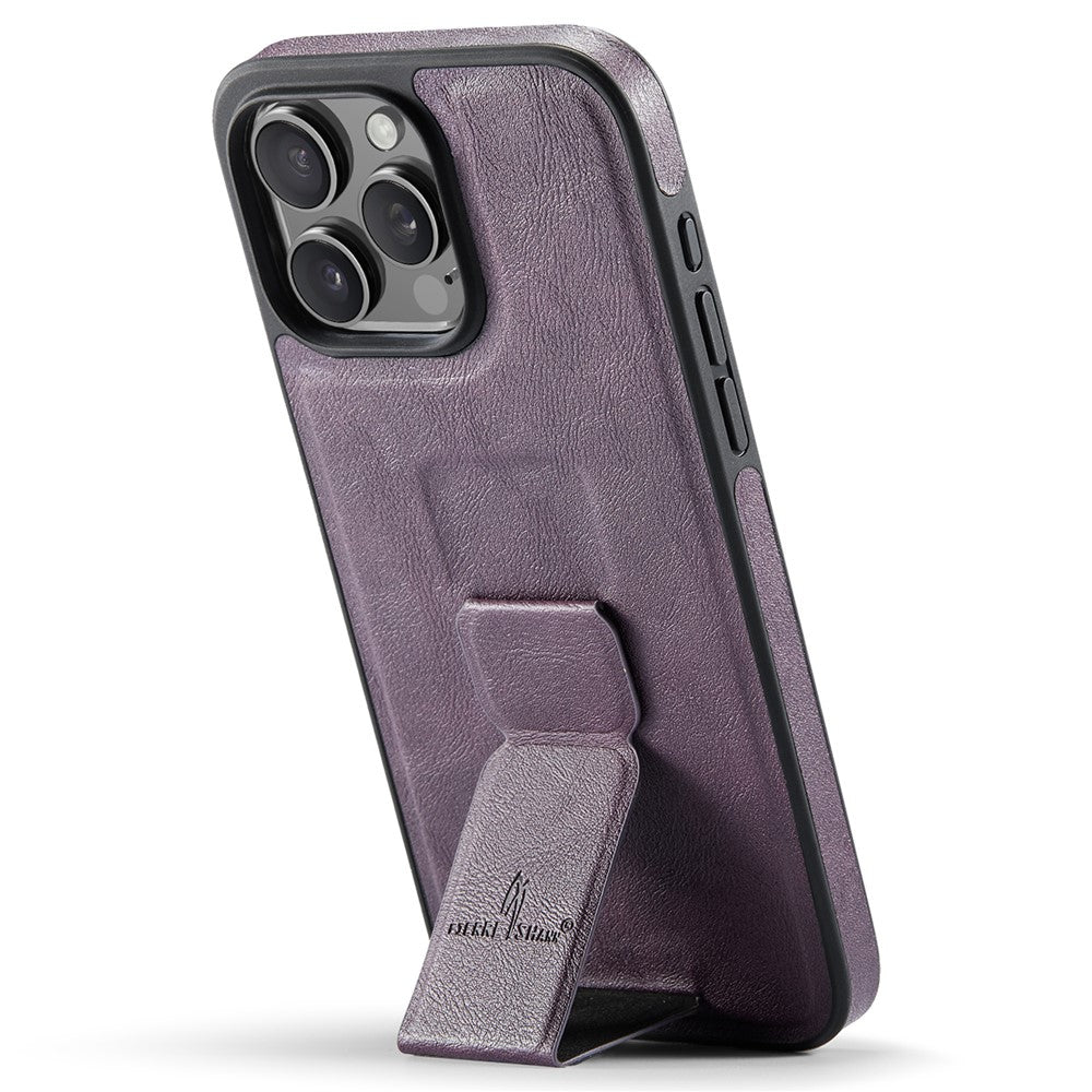 FIERRE SHANN For iPhone 14 Pro Case Kickstand Leather Slim Back Cover