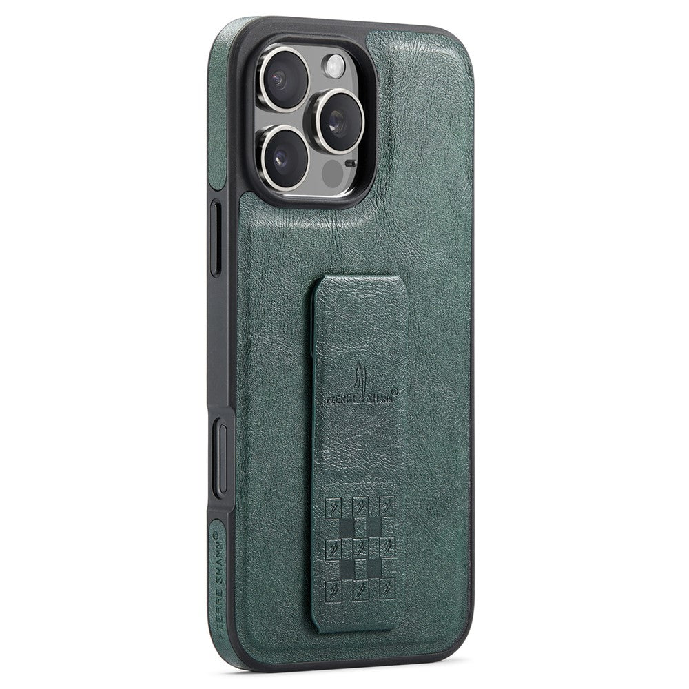 FIERRE SHANN For iPhone 14 Pro Case Kickstand Leather Slim Back Cover