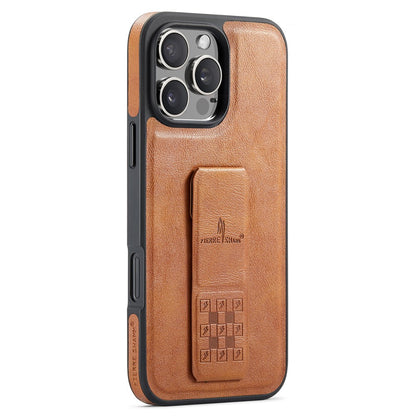 FIERRE SHANN For iPhone 14 Pro Case Kickstand Leather Slim Back Cover