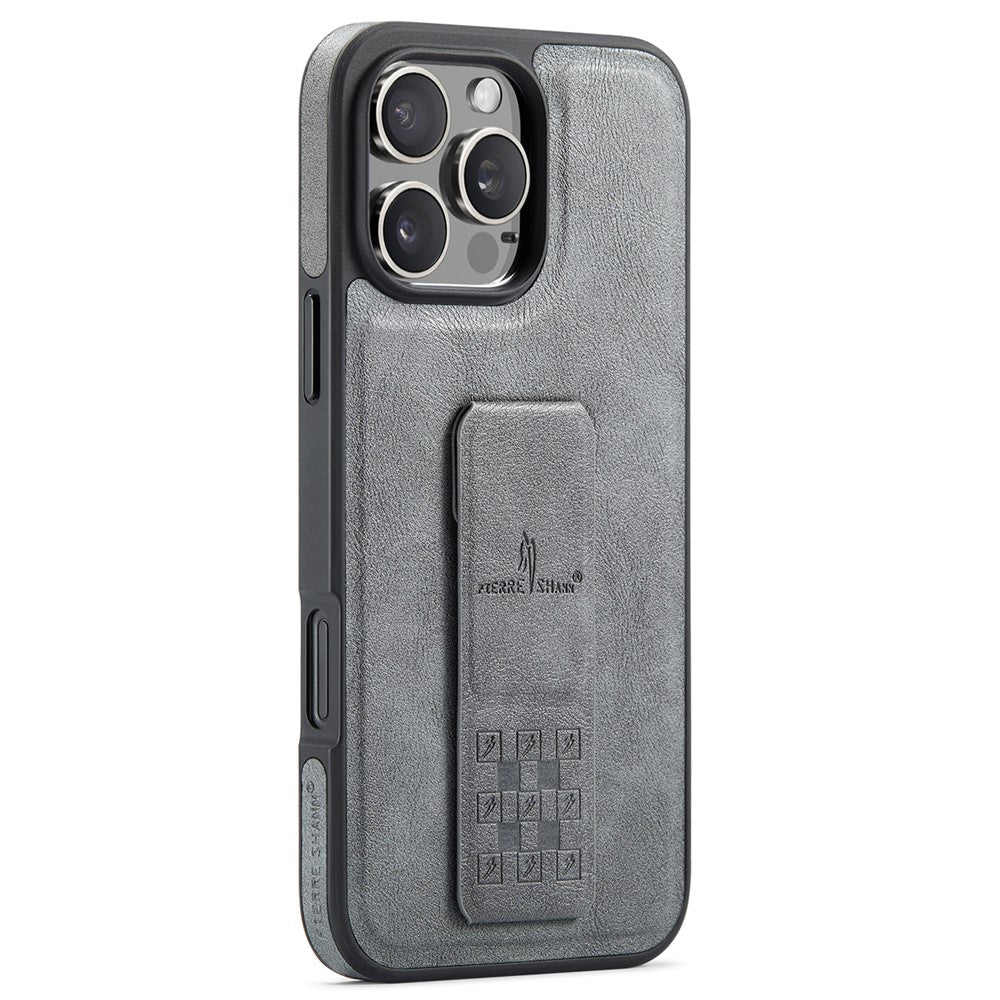 FIERRE SHANN For iPhone 14 Pro Case Kickstand Leather Slim Back Cover