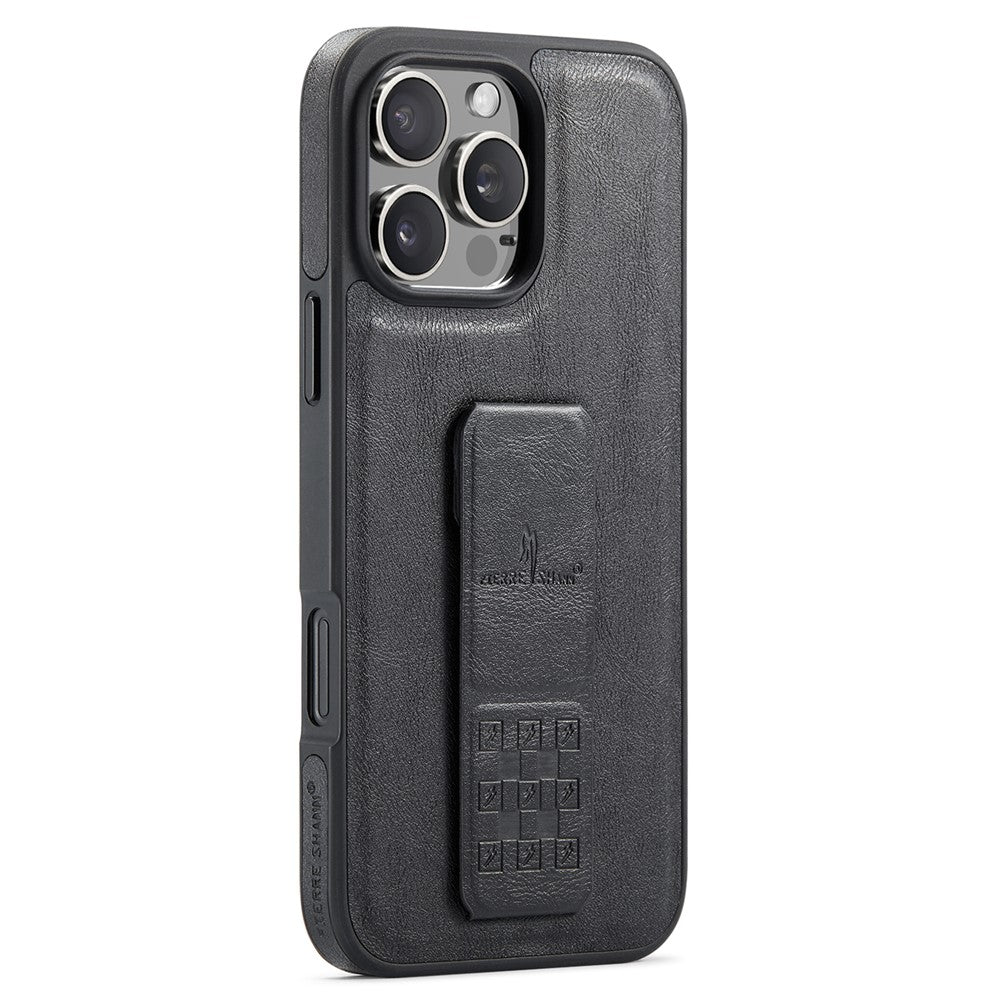FIERRE SHANN For iPhone 14 Pro Case Kickstand Leather Slim Back Cover