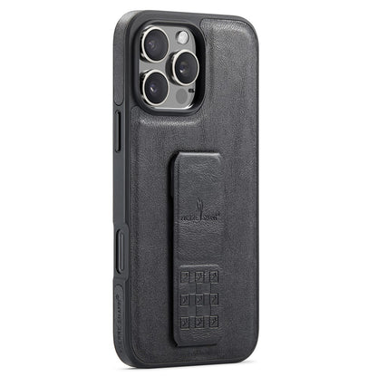 FIERRE SHANN For iPhone 14 Pro Case Kickstand Leather Slim Back Cover