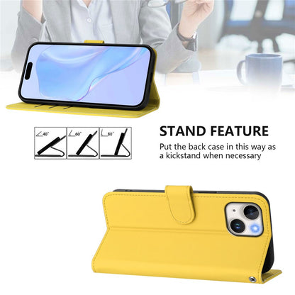 For iPhone 15 Case Solid Color Wallet Leather Phone Cover with Strap