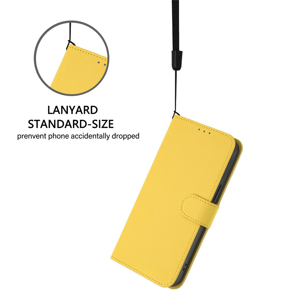 For iPhone 15 Case Solid Color Wallet Leather Phone Cover with Strap