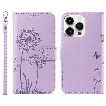 For iPhone 14 Pro Leather Case Wallet Phone Cover Dandelion Imprint