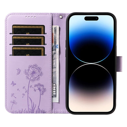 For iPhone 14 Pro Leather Case Wallet Phone Cover Dandelion Imprint