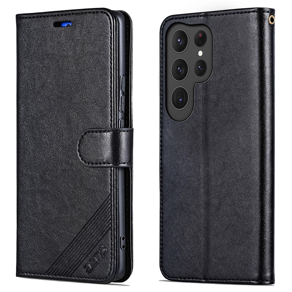 AZNS For Samsung Galaxy S25 Ultra Case Anti-Scratch PU Leather Stand Wallet Phone Cover