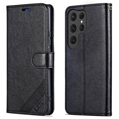 AZNS For Samsung Galaxy S25 Ultra Case Anti-Scratch PU Leather Stand Wallet Phone Cover