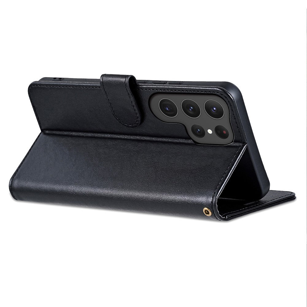 AZNS For Samsung Galaxy S25 Ultra Case Anti-Scratch PU Leather Stand Wallet Phone Cover