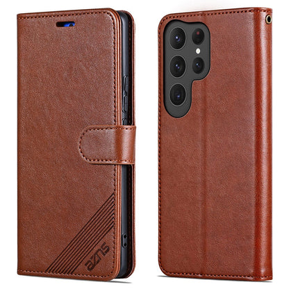 AZNS For Samsung Galaxy S25 Ultra Case Anti-Scratch PU Leather Stand Wallet Phone Cover