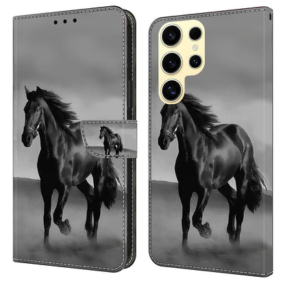 For Samsung Galaxy S25 Ultra Case Magnetic Clasp 3D Pattern Leather Wallet Phone Cover
