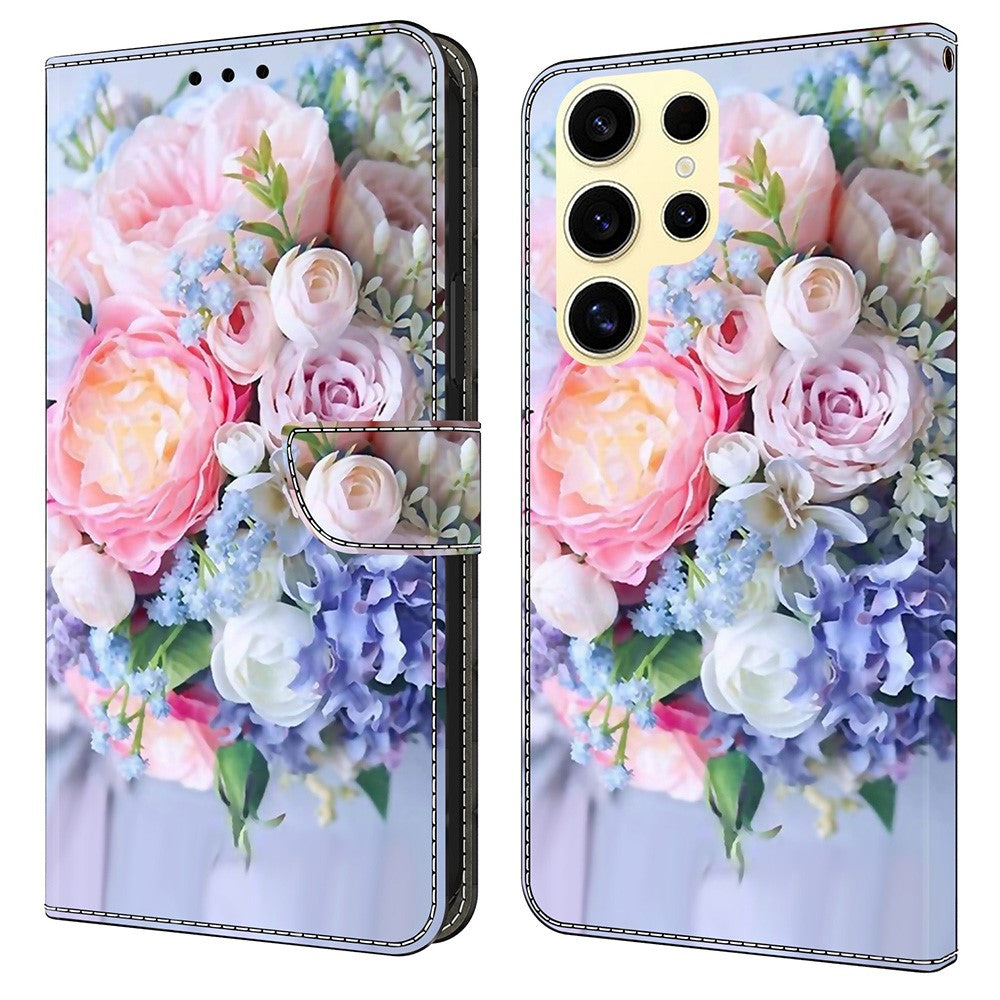 For Samsung Galaxy S25 Ultra Case Magnetic Clasp 3D Pattern Leather Wallet Phone Cover