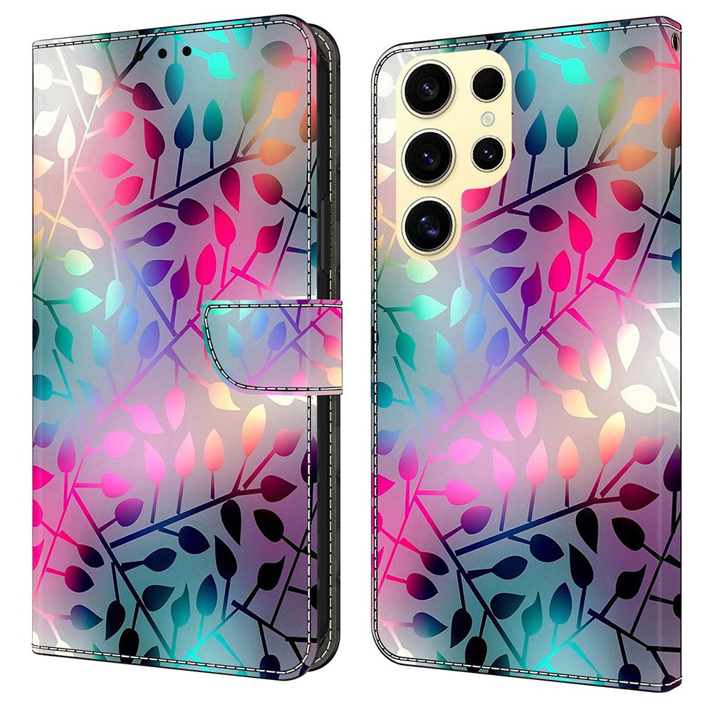 For Samsung Galaxy S25 Ultra Case Magnetic Clasp 3D Pattern Leather Wallet Phone Cover