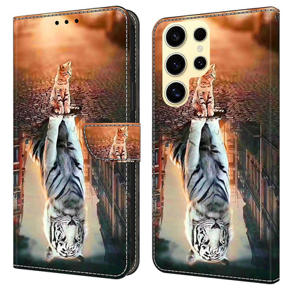 For Samsung Galaxy S25 Ultra Case Magnetic Clasp 3D Pattern Leather Wallet Phone Cover