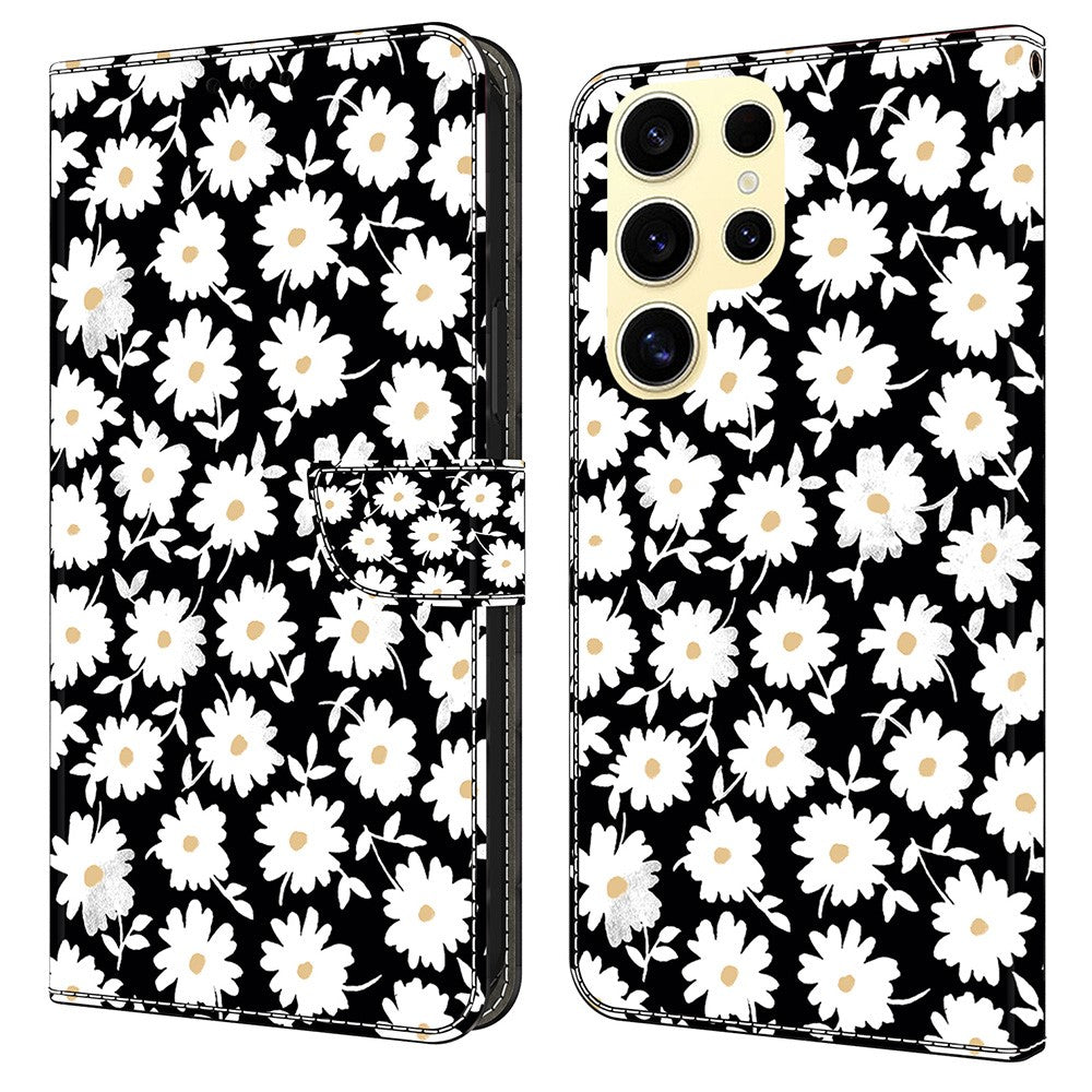 For Samsung Galaxy S25 Ultra Case Magnetic Clasp 3D Pattern Leather Wallet Phone Cover