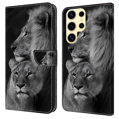 For Samsung Galaxy S25 Ultra Case Magnetic Clasp 3D Pattern Leather Wallet Phone Cover