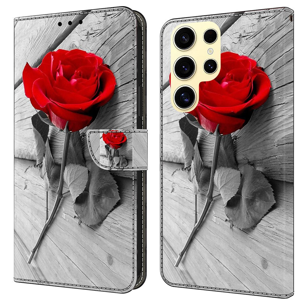 For Samsung Galaxy S25 Ultra Case Magnetic Clasp 3D Pattern Leather Wallet Phone Cover