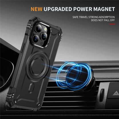 For iPhone 14 Pro Case Compatible with MagSafe Metal Lens Frame Kickstand PC+TPU Mobile Cover