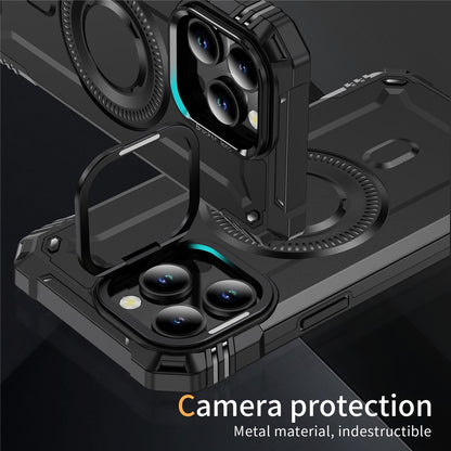 For iPhone 14 Pro Case Compatible with MagSafe Metal Lens Frame Kickstand PC+TPU Mobile Cover