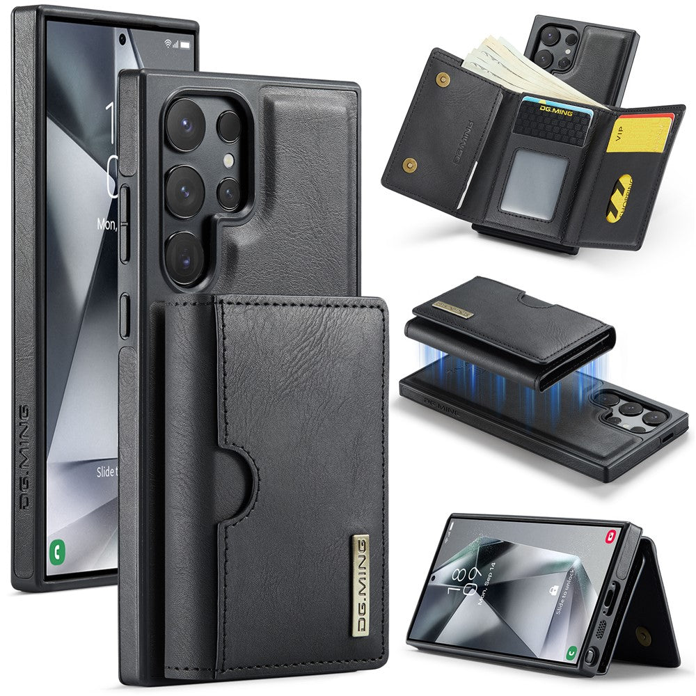 DG.MING M6 Series For Samsung Galaxy S25 Ultra Case Magnetic Wallet PU+PC+TPU Phone Cover