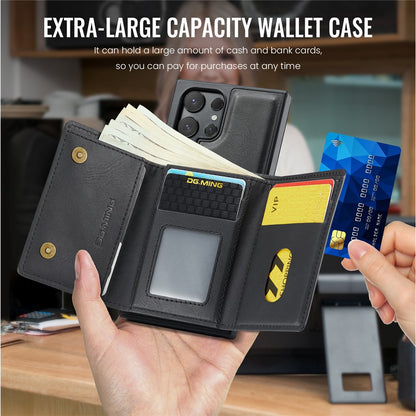 DG.MING M6 Series For Samsung Galaxy S25 Ultra Case Magnetic Wallet PU+PC+TPU Phone Cover