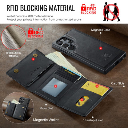 DG.MING M6 Series For Samsung Galaxy S25 Ultra Case Magnetic Wallet PU+PC+TPU Phone Cover