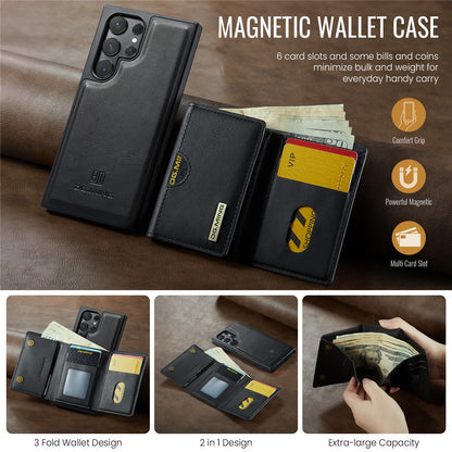 DG.MING M6 Series For Samsung Galaxy S25 Ultra Case Magnetic Wallet PU+PC+TPU Phone Cover