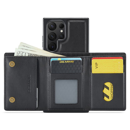 DG.MING M6 Series For Samsung Galaxy S25 Ultra Case Magnetic Wallet PU+PC+TPU Phone Cover