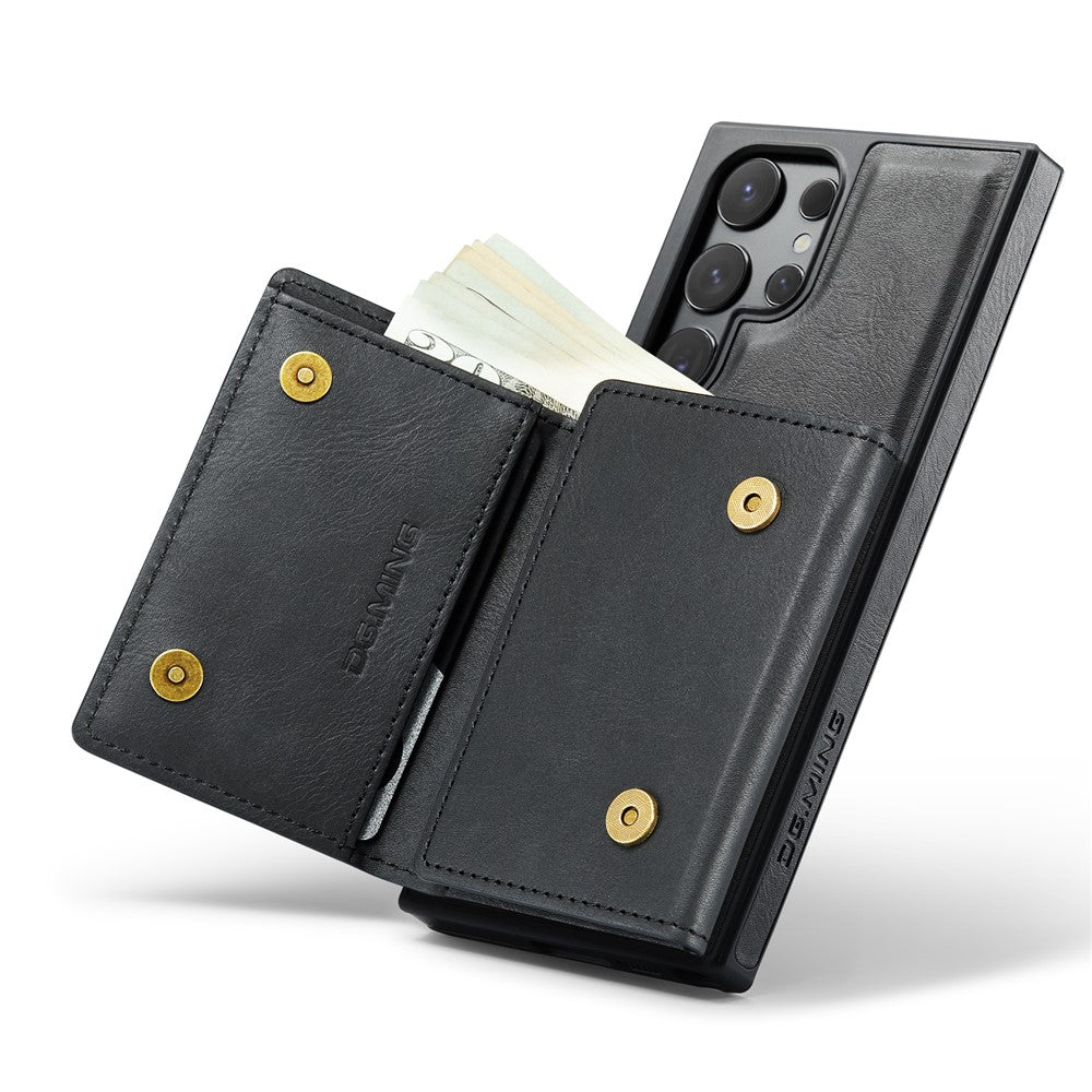 DG.MING M6 Series For Samsung Galaxy S25 Ultra Case Magnetic Wallet PU+PC+TPU Phone Cover