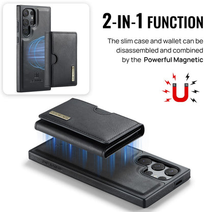 DG.MING M6 Series For Samsung Galaxy S25 Ultra Case Magnetic Wallet PU+PC+TPU Phone Cover