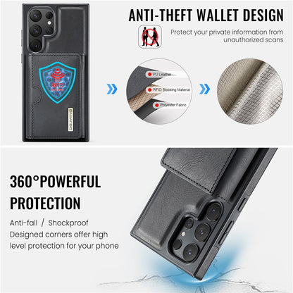 DG.MING M6 Series For Samsung Galaxy S25 Ultra Case Magnetic Wallet PU+PC+TPU Phone Cover