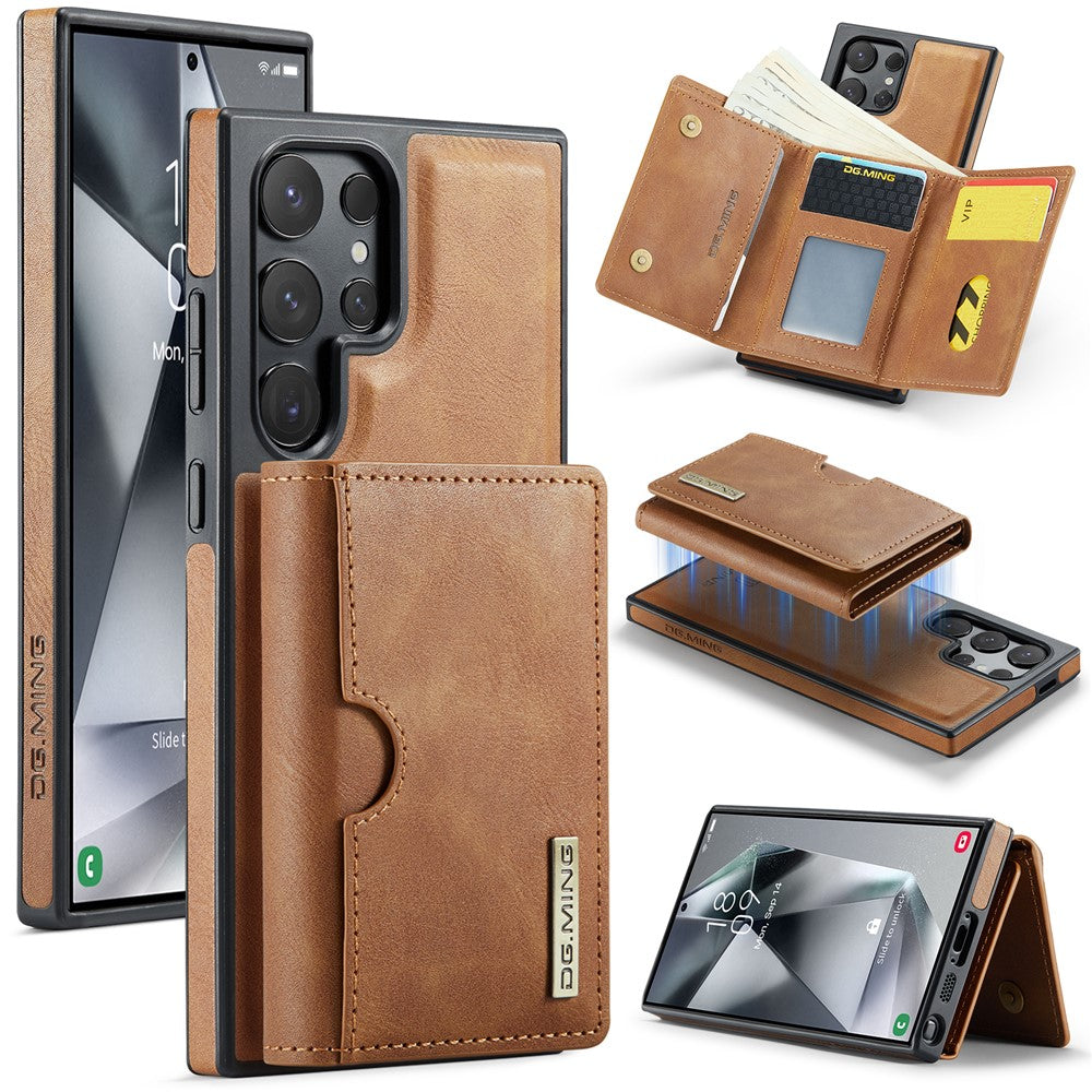 DG.MING M6 Series For Samsung Galaxy S25 Ultra Case Magnetic Wallet PU+PC+TPU Phone Cover