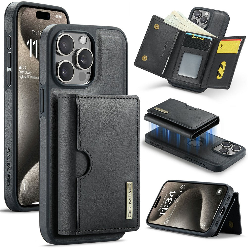 DG.MING M6 Series For iPhone 14 Pro Case Magnetic Wallet PU+PC+TPU Phone Cover